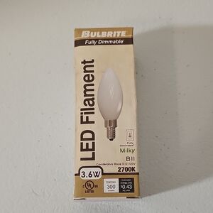 Bulbrite LED B11 Milky Candle Bulb 3.6W 2700K Dimmable E12 120V 300lm